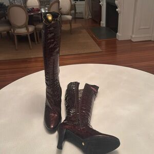 New Aquatalia patent leather burgundy leather croc